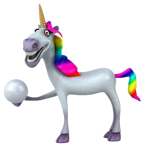 Divertido Personaje Unicornio Con Pelota Ilustración —  Fotos de Stock