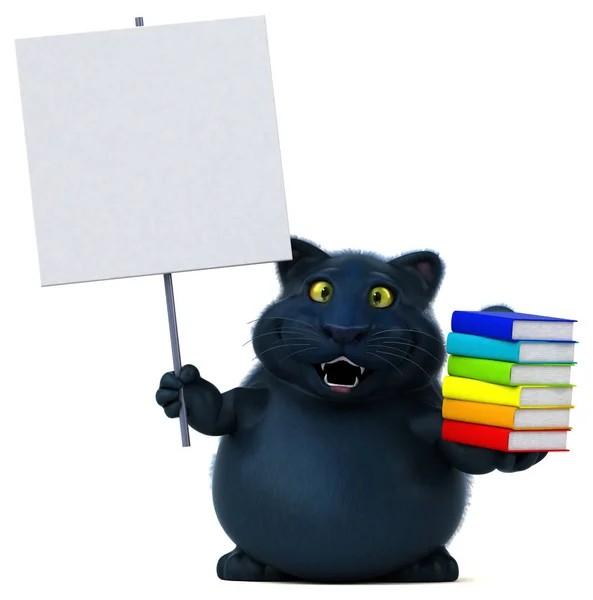 Zábavná Kočičí Charakter Knihy Ilustrace — Stock fotografie