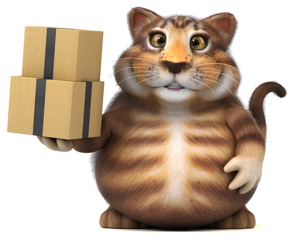 有趣的猫字符与箱子 — 图库照片