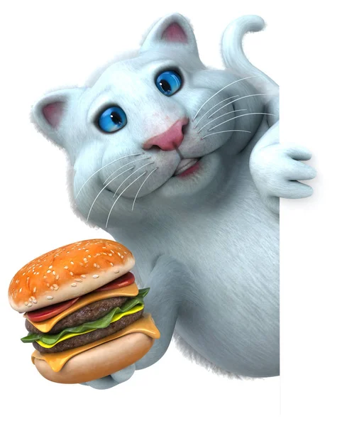 Fun Cat Character Burger Illustration — Stock Photo, Image