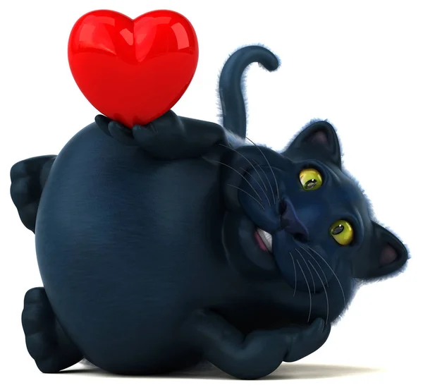 Personaje Divertido Gato Con Corazón Ilustración — Foto de Stock