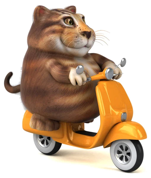 Fun Cat Character Scooter Illustration — Stock Photo, Image