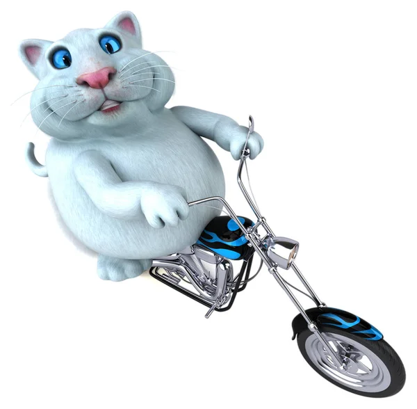 Gato Divertido Motocicleta Ilustração — Fotografia de Stock