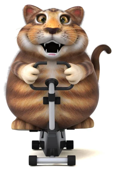 Ciclismo Divertido Personaje Gato Ilustración —  Fotos de Stock