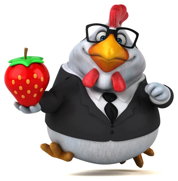 Charakter Zabawy Kurczaka Truskawek Ilustracja — Zdjęcie stockowe