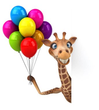 -3d çizim ile eğlenceli zürafa balonlar