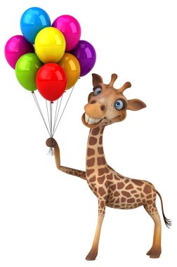 -3d çizim ile eğlenceli zürafa balonlar