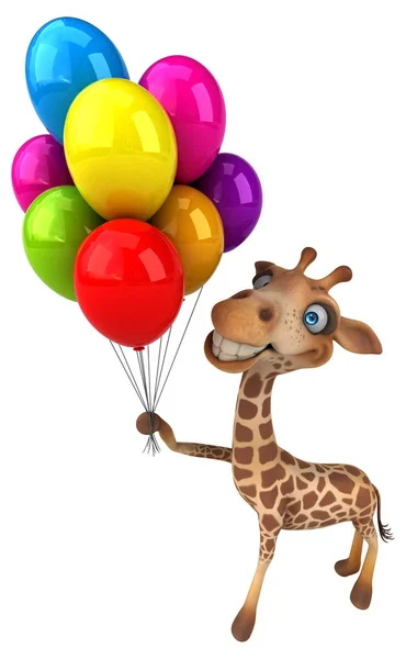 Rolig Giraff Med Ballonger Illustration — Stockfoto