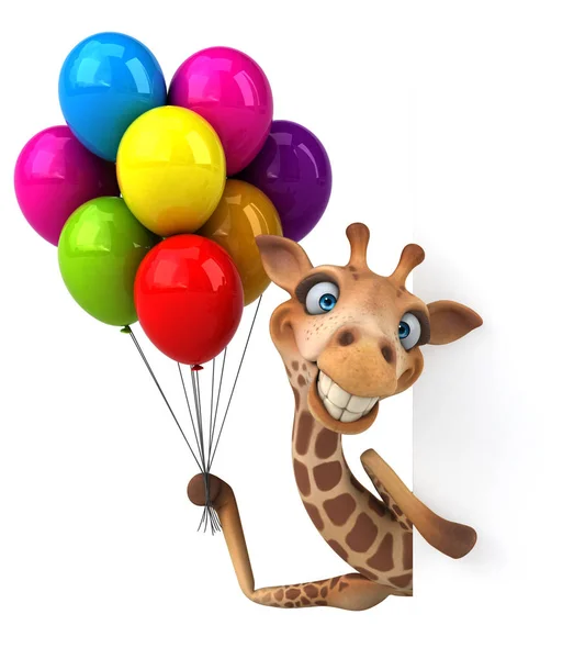 Çizim Ile Eğlenceli Zürafa Balonlar — Stok fotoğraf