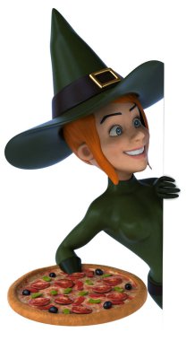 Pizza - 3d çizim ile eğlenceli çizgi film karakteri