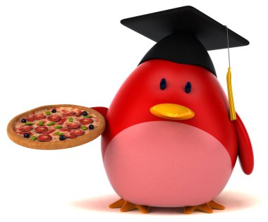 Pizza - 3d çizim ile eğlenceli çizgi film karakteri