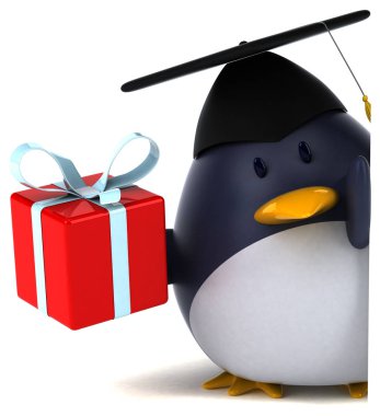 Eğlenceli çizgi film karakteri ile hediye - 3d çizim