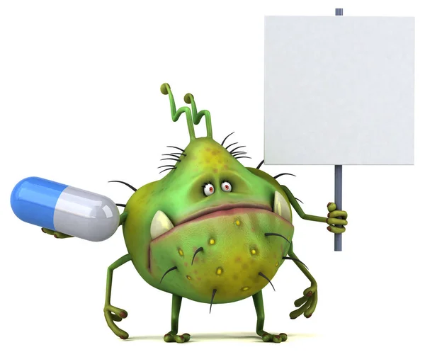 Fun Germ Pill Illustration — Stock Photo, Image