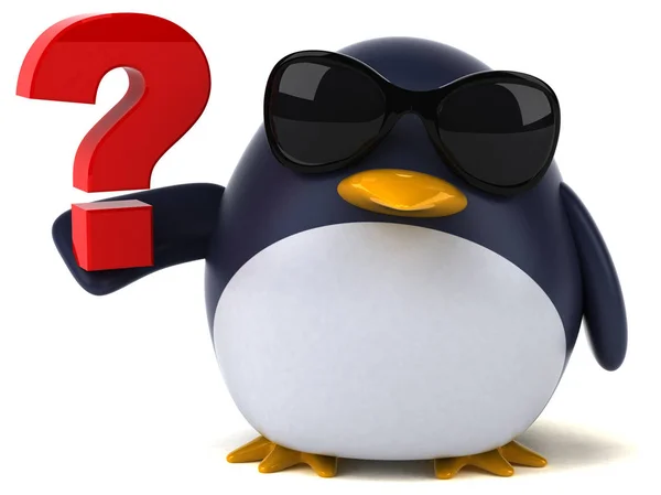 Kul Pingvin Med Fråga Illustration — Stockfoto