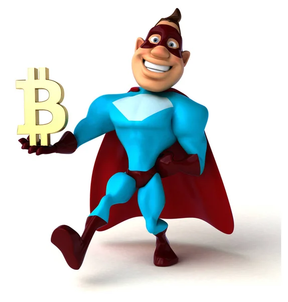 Веселый Супергерой Bitcoin — стоковое фото