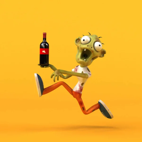 Zombie Amusant Avec Vin Illustration — Photo