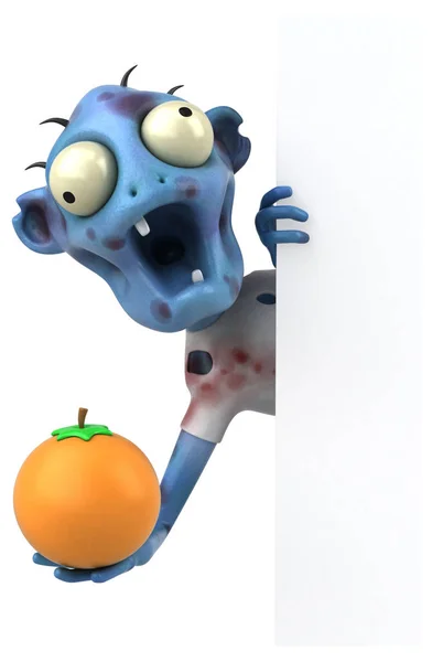 Zombie Amusant Avec Orange Illustration — Photo