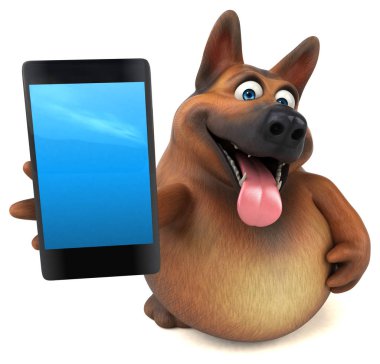 eğlenceli çizgi film karakteri ile smartphone - 3d çizim