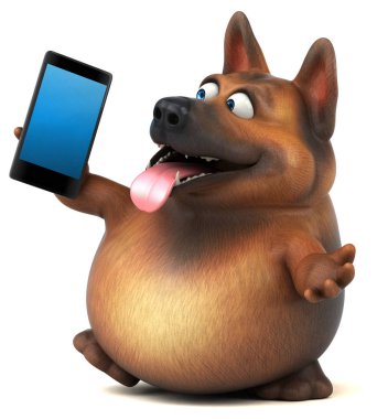 eğlenceli çizgi film karakteri ile smartphone - 3d çizim