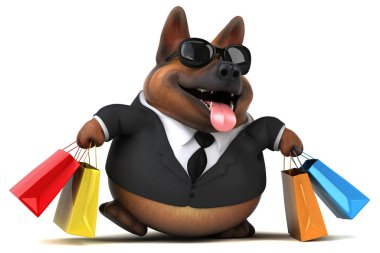 -3d resimde Alman çoban köpeği ile çanta 