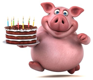 Eğlenceli çizgi film karakteri ile kek - 3d çizim