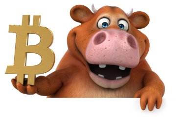 Bitcoin - 3d çizim ile eğlenceli çizgi film karakteri