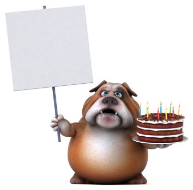 Eğlenceli çizgi film karakteri ile kek - 3d çizim