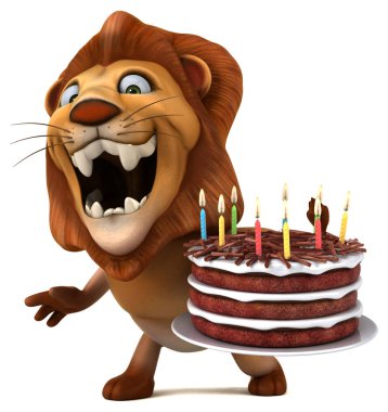 Eğlenceli çizgi film karakteri ile kek - 3d çizim