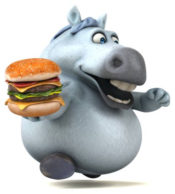 Hamburger - 3d çizim ile eğlenceli çizgi film karakteri