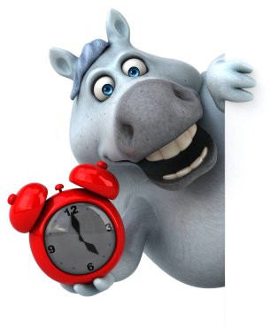 eğlenceli çizgi film karakteri ile çalar saat - 3d çizim