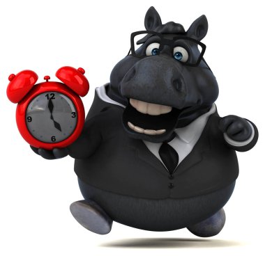 eğlenceli çizgi film karakteri ile çalar saat - 3d çizim