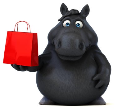 Eğlenceli çizgi film karakteri ile çanta - 3d çizim