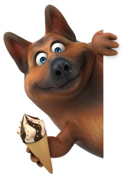 eğlenceli çizgi film karakteri dondurma - 3d çizim ile