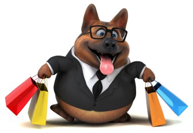 -3d resimde Alman çoban köpeği ile çanta 