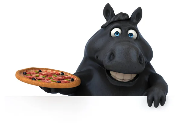 Pizza Çizim Ile Eğlenceli Çizgi Film Karakteri — Stok fotoğraf