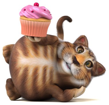 Cupcake - 3d çizim ile eğlenceli çizgi film karakteri