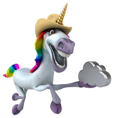 Eğlenceli çizgi film karakteri ile bulut - 3d çizim