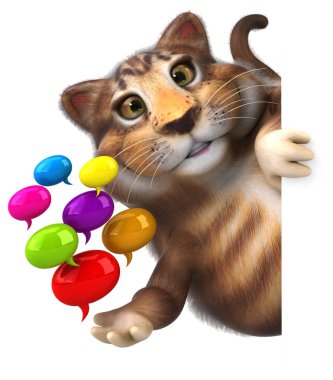 Eğlenceli çizgi film karakteri ile - 3d illüstrasyon kabarcıklar