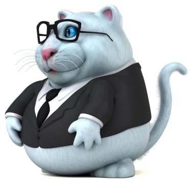 Eğlenceli kedi işadamı - 3d çizim