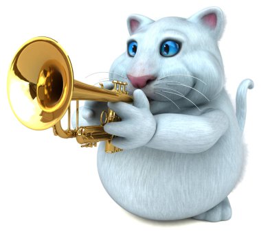 Müzik - 3d çizim eğlenceli çizgi film karakteri