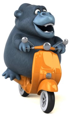 Scooter - 3d çizim üzerinde eğlenceli çizgi film karakteri