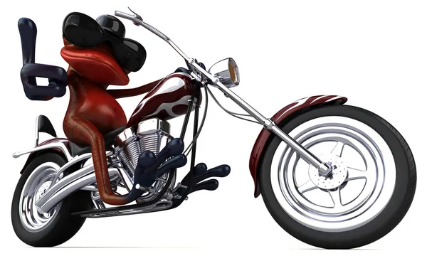 Eğlenceli Çizgi Film Karakteri Üzerinde Motosiklet Çizim — Stok fotoğraf