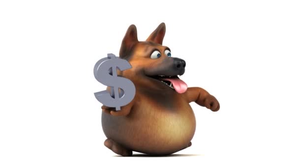 Fun Dog Cartoon Character Dollar Animation — Stock Video