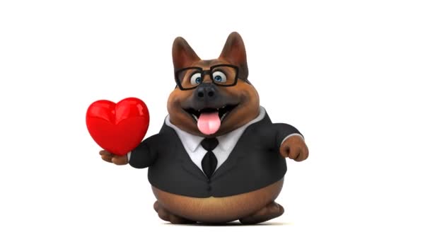 Fun Cartoon Character Dog Heart Animation — Stock Video