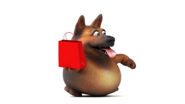Eğlenceli çizgi film karakteri ile çanta - 3d animasyon