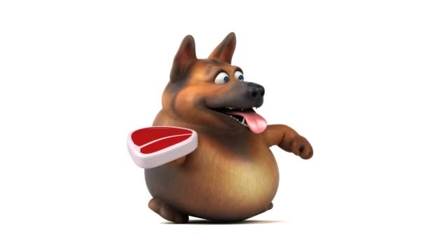 Zábava pes kreslená postava s masem - 3d animace 