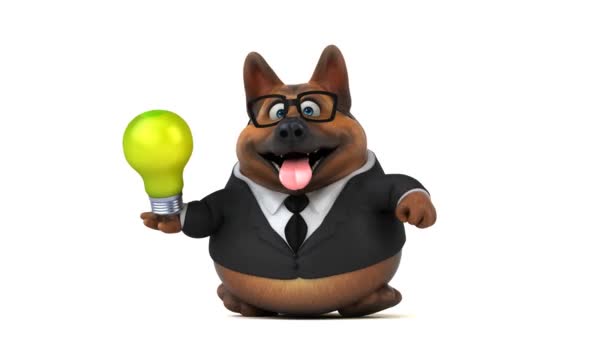 Fun Dog Cartoon Character Light Bulb Animation — Stock Video