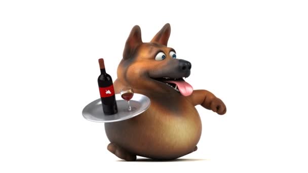 Divertente Personaggio Dei Cartoni Animati Con Vino Animazione — Video Stock