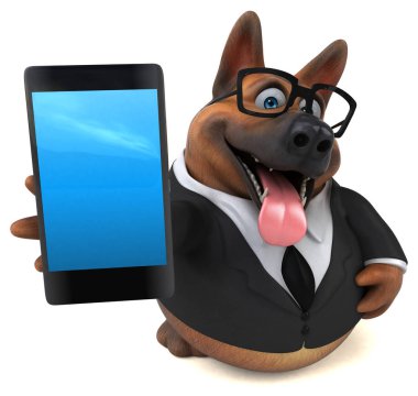 eğlenceli çizgi film karakteri ile smartphone - 3d çizim