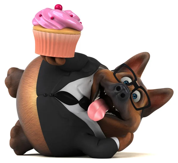 Personagem Desenho Animado Divertido Com Cupcake Ilustração — Fotografia de Stock